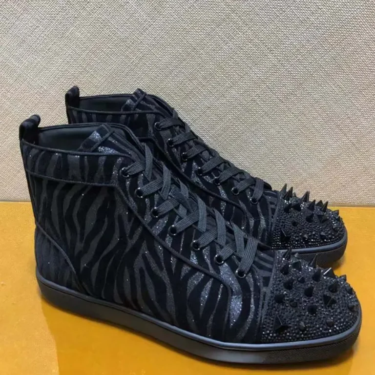 Christian Louboutin Men Lou Pik Pik Velvet High-Top Sneakers-BlackChristian Louboutin Men Lou Pik Pik Velvet High-Top Sneakers-Black