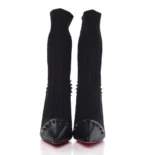 Christian Louboutin Women Nappa Knit Dovi Dova 100 Ankle Boots-Black