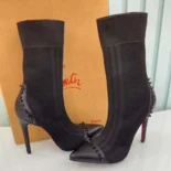Christian Louboutin Women Nappa Knit Dovi Dova 100 Ankle Boots-Black