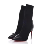 Christian Louboutin Women Nappa Knit Dovi Dova 100 Ankle Boots-Black