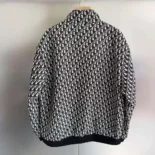 Dior Men Padded Bomber Jacket Blue and Ecru Technical Taffeta Jacquard