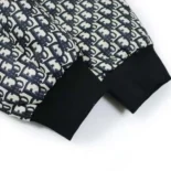 Dior Men Padded Bomber Jacket Blue and Ecru Technical Taffeta Jacquard