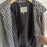 Dior Men Padded Bomber Jacket Blue and Ecru Technical Taffeta Jacquard