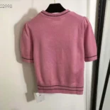 Dior Women Christian Dior Short-Sleeved Sweater Pink Cashmere and Wool Knit