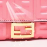 Fendi Women Baguette Continental Wallet With Chain Pink Nappa Leather Wallet