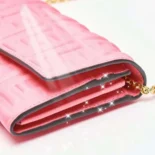 Fendi Women Baguette Continental Wallet With Chain Pink Nappa Leather Wallet