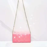 Fendi Women Baguette Continental Wallet With Chain Pink Nappa Leather Wallet