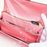 Fendi Women Baguette Continental Wallet With Chain Pink Nappa Leather Wallet
