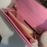 Fendi Women Baguette Continental Wallet With Chain Pink Nappa Leather Wallet