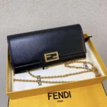 Fendi Women Shoulder Bag Chain Black Leather Wallet