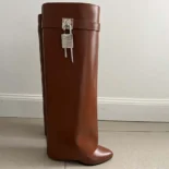 Givenchy Women Shark Lock Boots in Leather-Tan BE7021E0YP