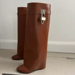 Givenchy Women Shark Lock Boots in Leather-Tan BE7021E0YP