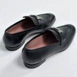 Hermes Women Loafer in Calfskin with Palladium Plated Signature "H" Detail-Black
