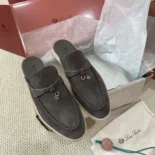 Loro Piana Unisex Babouche Charms Walk Loafers-Gray