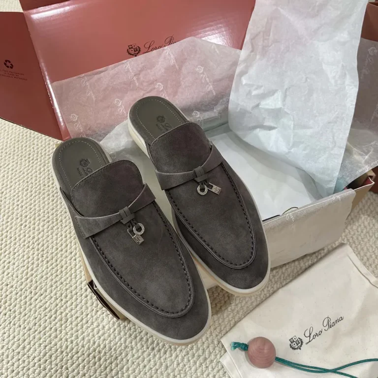 Loro Piana Unisex Babouche Charms Walk Loafers-Gray