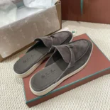 Loro Piana Unisex Babouche Charms Walk Loafers-Gray