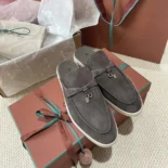 Loro Piana Unisex Babouche Charms Walk Loafers-Gray