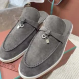 Loro Piana Unisex Babouche Charms Walk Loafers-Gray
