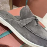 Loro Piana Unisex Babouche Charms Walk Loafers-Gray