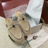 Loro Piana Unisex Charms Walk Babouche Loafer-Beige