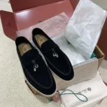 Loro Piana Unisex Summer Charms Walk Loafers-Black