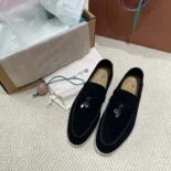 Loro Piana Unisex Summer Charms Walk Loafers-Black