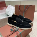 Loro Piana Unisex Summer Charms Walk Loafers-Black