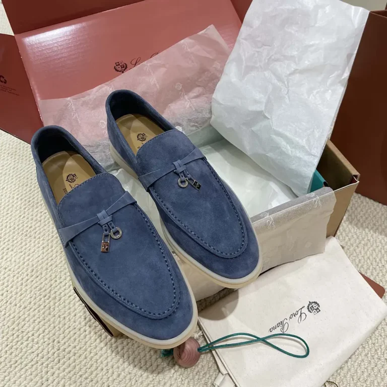 Loro Piana Unisex Summer Charms Walk Loafers-Navy