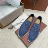 Loro Piana Unisex Summer Charms Walk Loafers-Navy