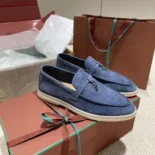 Loro Piana Unisex Summer Charms Walk Loafers-Navy
