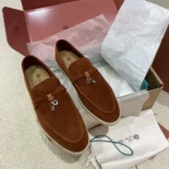 Loro Piana Unisex Summer Charms Walk Loafers-Tan