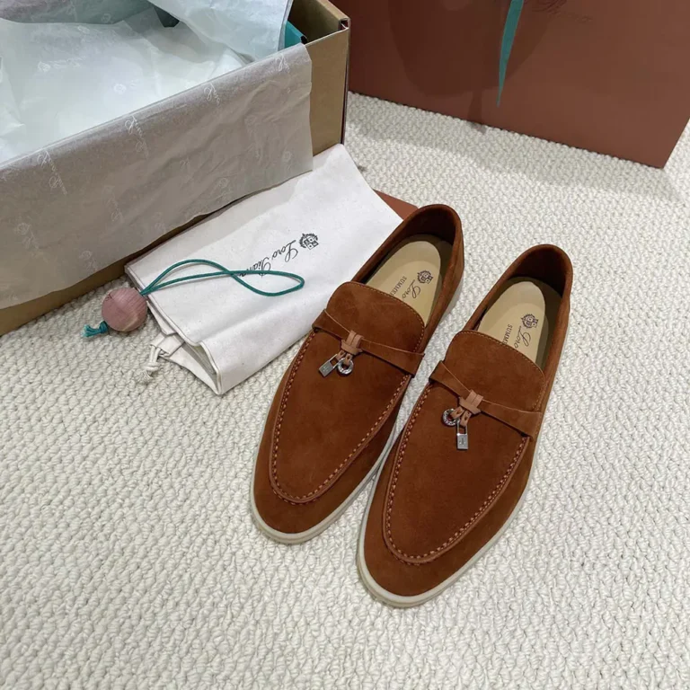 Loro Piana Unisex Summer Charms Walk Loafers-Tan