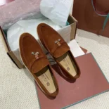 Loro Piana Unisex Summer Charms Walk Loafers-Tan