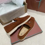 Loro Piana Unisex Summer Charms Walk Loafers-Tan