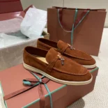 Loro Piana Unisex Summer Charms Walk Loafers-Tan