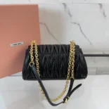 Miu Miu Women Matelassé Nappa Leather Shoulder Bag-Black