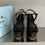 Prada Women Nappa Leather Platform Sandals-Black 1XP48B
