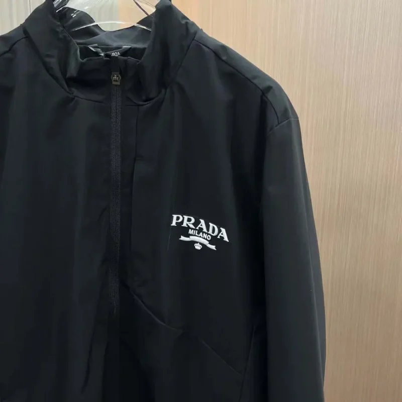 Prada Women Re-Nylon Blouson Jacket with Triangle Logo-Black