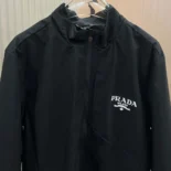 Prada Women Re-Nylon Blouson Jacket with Triangle Logo-BlackPrada Women Re-Nylon Blouson Jacket with Triangle Logo-Black
