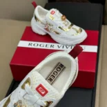 Roger Vivier Women Viv' on the Run Sneakers in Leather and Fabric