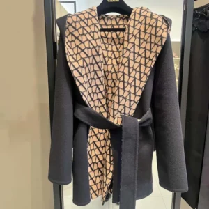 Valentino Women Garavani Toile Iconographe Double Coat-Black