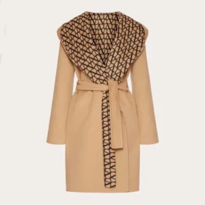 Valentino Women Toile Iconographe Double Coat-Brown