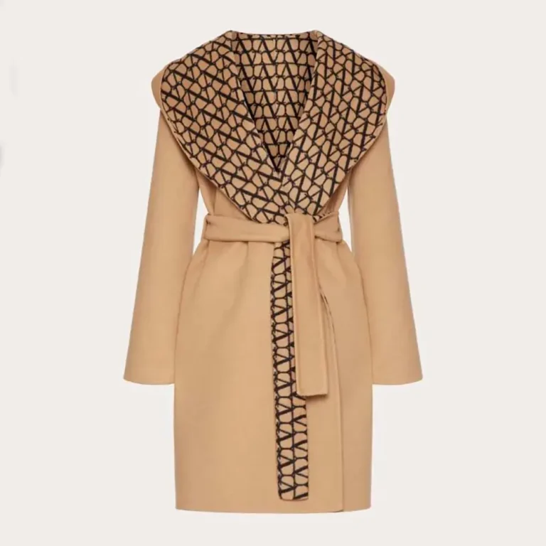 Valentino Women Toile Iconographe Double Coat-Brown