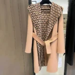 Valentino Women Toile Iconographe Double Coat-Brown