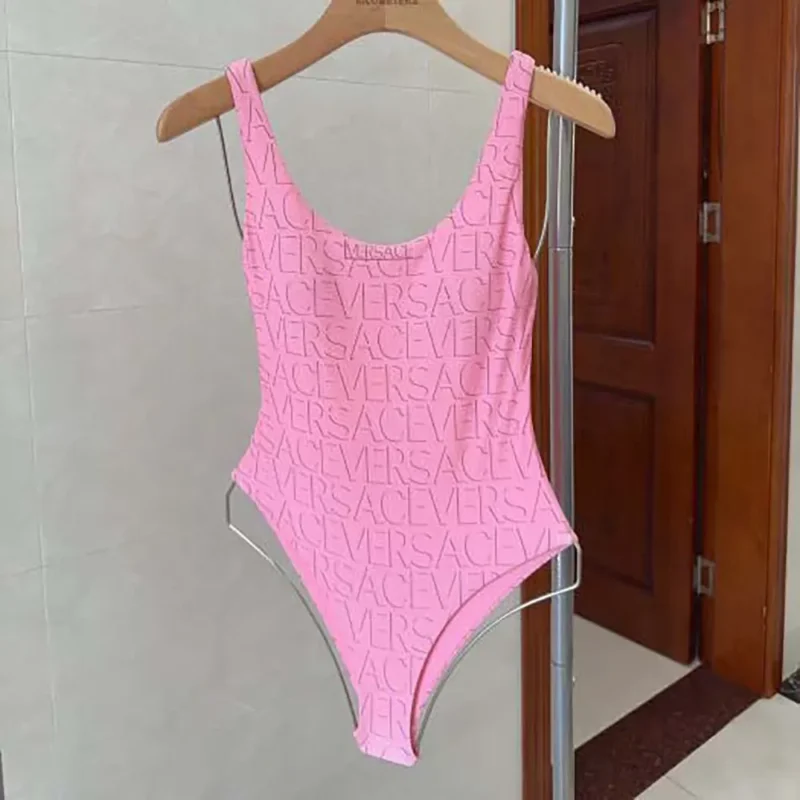 Versace Women Allover One-piece Swimsuit-Pink
