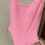 Versace Women Allover One-piece Swimsuit-Pink
