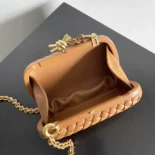 Bottega Veneta Women Knot Minaudière Clutch in Calfskin Leather-Brown