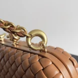 Bottega Veneta Women Knot Minaudière Clutch in Calfskin Leather-Brown