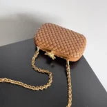 Bottega Veneta Women Knot Minaudière Clutch in Calfskin Leather-Brown