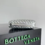Bottega Veneta Women Knot Pressed Intreccio Laminated Leather Minaudiere-Silver